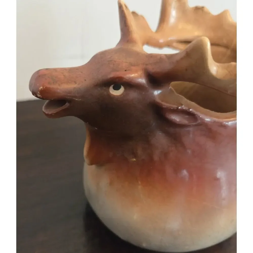Vtg Austrian Figural Moose Elk Ceramic Creamer Pitcher 4
